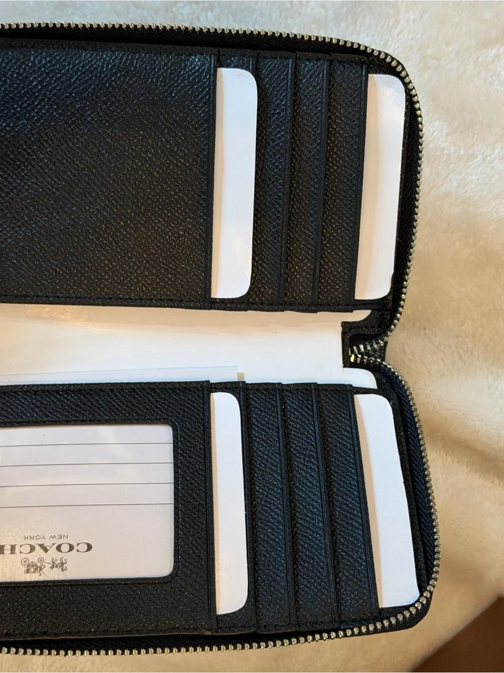 Y2K Coach Black Pebbled Leather Zip Phone Wallet with Turn-Lock